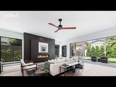 مروحة سقف خشبية صلبة مقاس 52 بوصة بمحرك تيار مستمر هادئ تصميم عصري للاستخدام في غرفة المعيشة وغرفة النوم