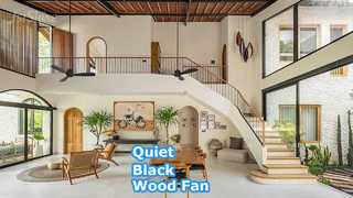 مروحة سقف من الخشب الأسود مقاس 52 بوصة، محرك بتيار مستمر هادئ