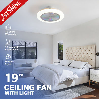 شراء 19 بوصة / OEM مروحة السقف LED مع التشطيب الأبيض و RGB الغلاف الجوي الضوء النماذج الخفية تصنيع عبر الإنترنت