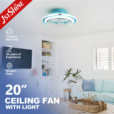 شراء مروحة سقف زرقاء عالية التدفق للمنزل بجهد 110-220 فولت مع مصباح LED من OEM 1stshine ومادة الشفرة تصنيع عبر الإنترنت