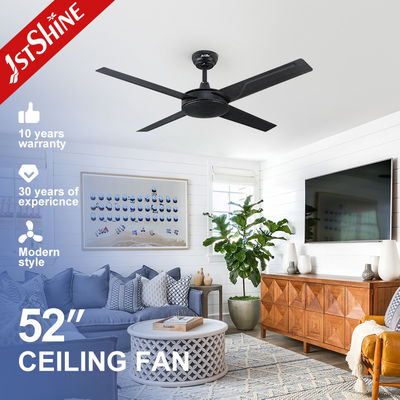 شراء 4 شفرات محرك AC 61W مروحة السقف المعدنية السوداء 3 سرعات التحكم عن بعد تصنيع عبر الإنترنت