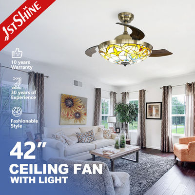شراء تصميم منتصف القرن 1stshine مروحة السقف LED التحكم عن بعد والشفرات الخفية تصنيع عبر الإنترنت
