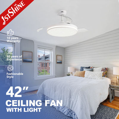 شراء مروحة سقف LED بتصميم حديث من 1stshine بيضاء بنجمة مع شفرات مخفية ومحرك DC تصنيع عبر الإنترنت