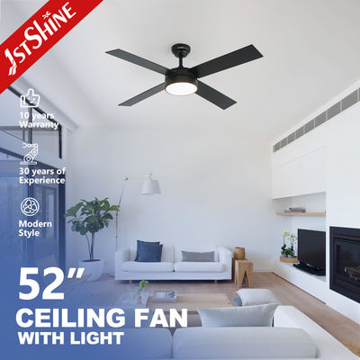 شراء 4 * شفرات MDF الزخرفية مروحة السقف LED سوداء النهاية محرك DC توفير الطاقة تصنيع عبر الإنترنت