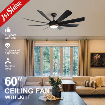 شراء مصدر الطاقة المتردد 60 بوصة ABS أسود شفرات مروحة السقف مع إضاءة LED وشفرات البلاستيك تصنيع عبر الإنترنت