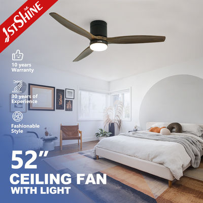 شراء مروحة سقف خشبية طبيعية بثلاث شفرات، تصميم منخفض، 52 بوصة، مع إضاءة LED تصنيع عبر الإنترنت