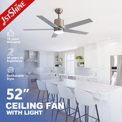شراء ساتين نيكل مروحة سقف LED الحديثة مع 5 شفرة MDF DC Motor Home Decorative تصنيع عبر الإنترنت