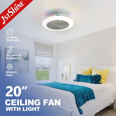 مروحة سقف LED مقاس 20 بوصة للمنزل والمكتب مع جهاز تحكم عن بعد وإضاءة RGB متعددة الألوان وشفرات مخفية