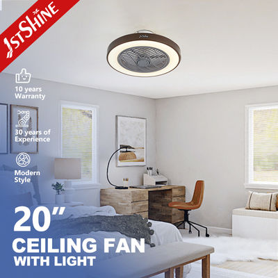 Silent DC Motor Flush Mount Ceiling Fan With Lights , Low Profile Fan For Bedroom