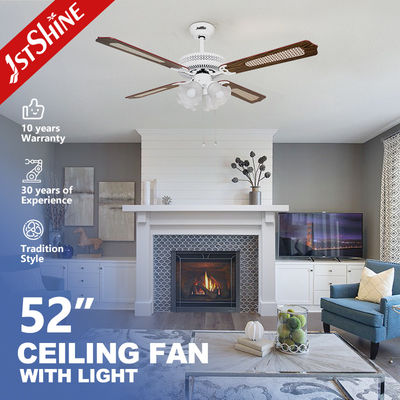 سعر جيد مروحة السقف الزخرفية البيضاء 52 بوصة مع وظيفة ضوء الهواء البارد وأسلوب التصميم الحديث الانترنت