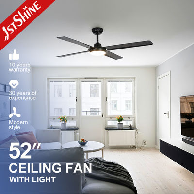 Black Remote LED 52 Inch Quiet Motor Ceiling Fans For Bedroom Living / Dining Room