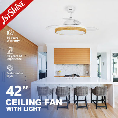 10- 1stshine عصرية خشبية فريدة من نوعها مخفية بدون شفرة الهواء مصباح LED إضاءة مصباح السقف قابلة للطي مصباح المروحة