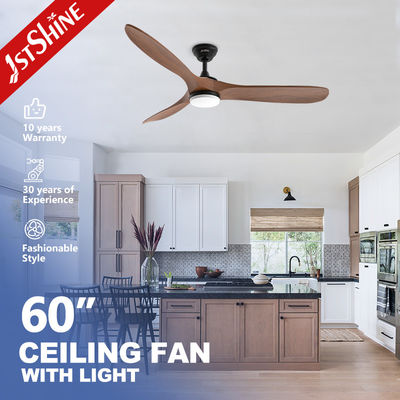 Wood Blades Chandelier Dark Walnut Ceiling Fan With LED And Remote Control