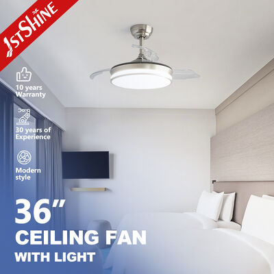 مروحة سقفية قابلة للانسحاب 36 بوصة مع ضوء قابل للتخفيف وشفرات قابلة للطي لغرفة النوم أو المكتب