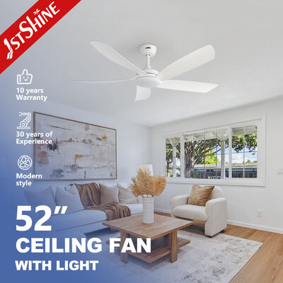 52 Inch Modern Ceiling Fan with Light Featuring Silent DC Motor and 5 ABS Blades