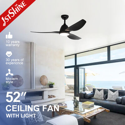 52 Inches Black Ceiling Fan with ABS Blades and Whisper-Quiet DC Motor LED Lighting