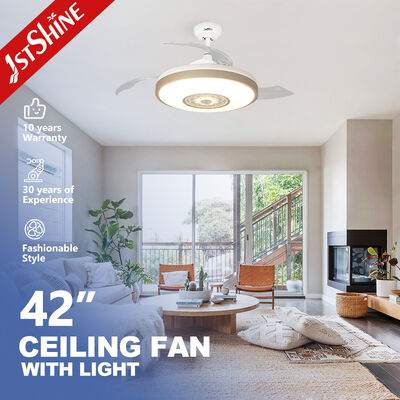 سعر جيد مروحة سقف غير مرئية مقاس 42 بوصة مع إضاءة LED ومحرك DC | شفرات قابلة للسحب للمنازل الحديثة متصل